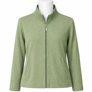 Northern Reflections Sage Green Zip Front Rib Knit Jacket
